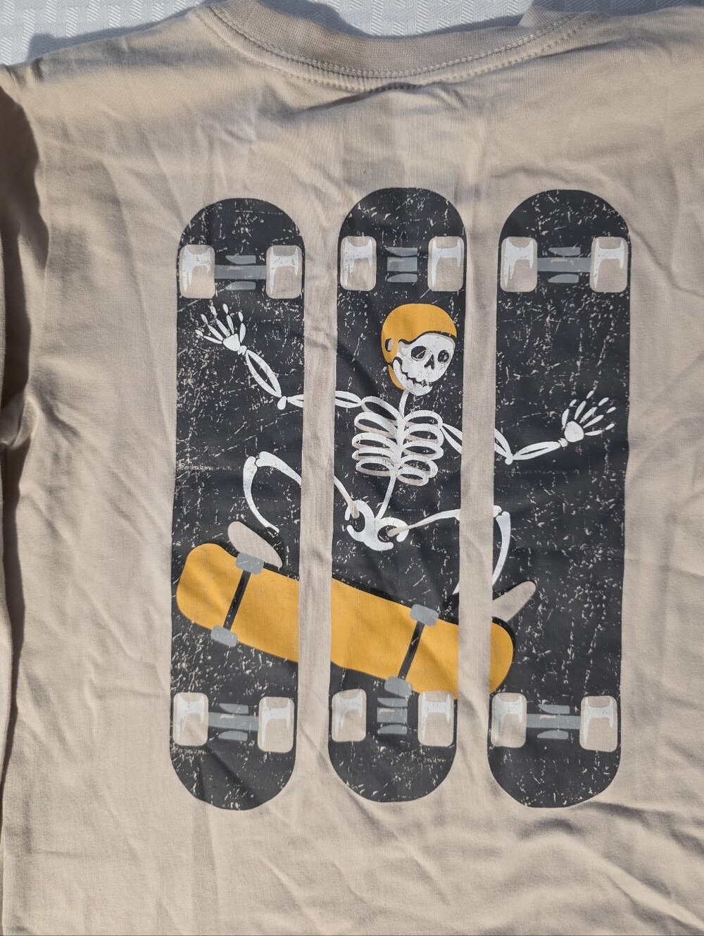 C&C California Beige Tee with Black & Yellow Skateboard Graphic